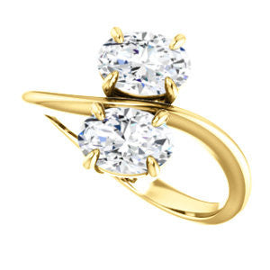 Cubic Zirconia Engagement Ring- The Patti (Customizable Oval Cut 2-stone Bypass Style)