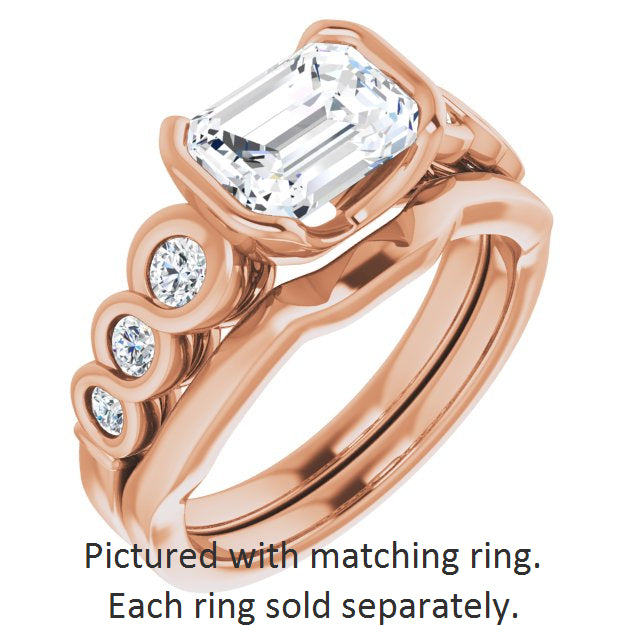 Cubic Zirconia Engagement Ring- The Destiny (Customizable 7-stone Emerald Cut Design with Interlocking Infinity Band)