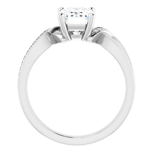 Cubic Zirconia Engagement Ring- The Asha (Customizable Radiant Cut Center with Curving Split-Band featuring One Shared Prong Leg)