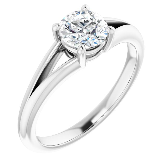 10K White Gold Customizable Round Cut Solitaire with Tapered Split Band