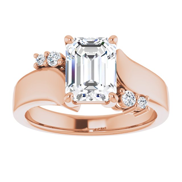 Cubic Zirconia Engagement Ring- The Inez (Customizable 5-stone Emerald Cut Style featuring Artisan Bypass)