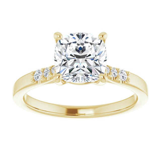 Cubic Zirconia Engagement Ring- The Kayla Love (Customizable 7-stone Cushion Cut Cathedral Style with Triple Graduated Round Cut Side Stones)