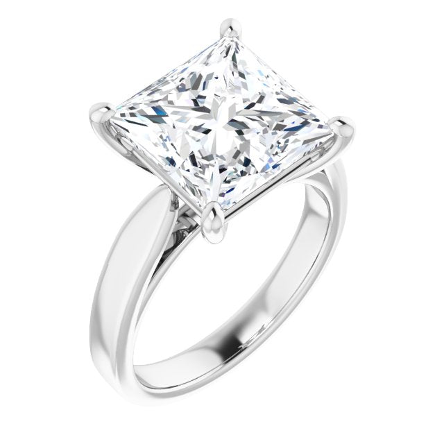 10K White Gold Customizable Princess/Square Cut Cathedral Solitaire with Wide Tapered Band