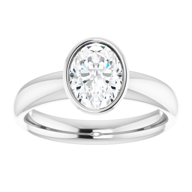 Cubic Zirconia Engagement Ring- The Jenny (Customizable Bezel-set Oval Cut Solitaire with Wide Band)