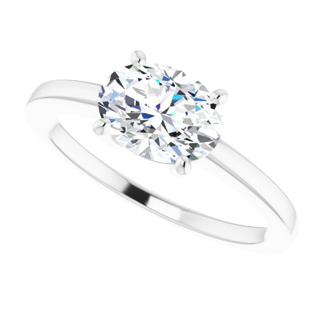 Cubic Zirconia Engagement Ring- The Avril (Customizable Bowl-Prongs Oval Cut Solitaire with Thin Band)