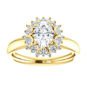 CZ Wedding Set, featuring The BettyJo engagement ring (Customizable Oval Cut featuring Cluster Accent Bouquet)