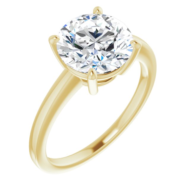 10K Yellow Gold Customizable Bowl-Prongs Round Cut Solitaire with Thin Band