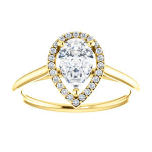 Cubic Zirconia Engagement Ring- The Patrice (Customizable Cathedral-Halo Pear Cut with Thin Band)