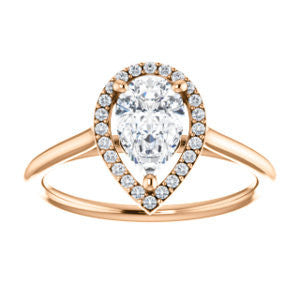 Cubic Zirconia Engagement Ring- The Patrice (Customizable Cathedral-Halo Pear Cut with Thin Band)