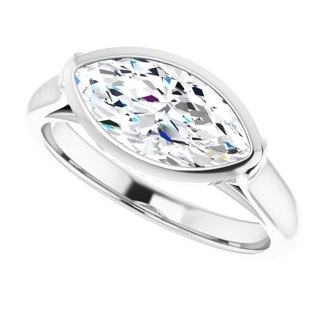 Cubic Zirconia Engagement Ring- The Ann Michelle (Customizable Cathedral-Bezel Marquise Cut 7-stone "Semi-Solitaire" Design)