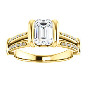 Cubic Zirconia Engagement Ring- The Kinsley (Customizable Radiant Cut with Split Pavé Band & Peekaboo Accents)