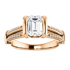 Cubic Zirconia Engagement Ring- The Kinsley (Customizable Emerald Cut with Split Pavé Band & Peekaboo Accents)