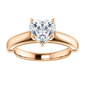 Cubic Zirconia Engagement Ring- The Britney (Customizable Heart Cut Decorative-Pronged Cathedral Solitaire with Fine Milgrain Band)