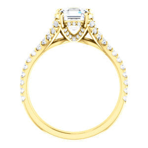 Cubic Zirconia Engagement Ring- The Marilyn (Customizable Cathedral-set Asscher Cut Center with Split-Pavé Band and Prong Accents)