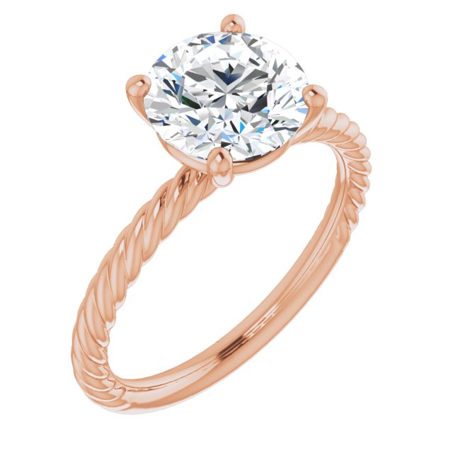 14K Rose Gold Customizable [[Cut] Cut Solitaire featuring Braided Rope Band