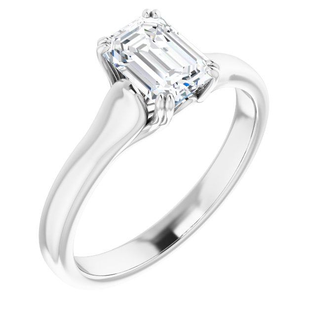 10K White Gold Customizable Emerald/Radiant Cut Solitaire with Under-trellis Design