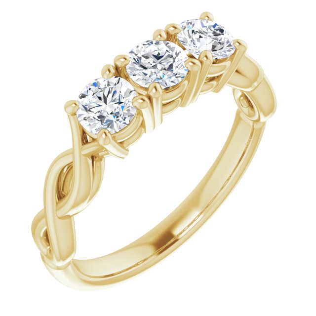 Cubic Zirconia Engagement Ring- The Maria José (Customizable Triple Round Cut Design with Twisting Infinity Split Band)