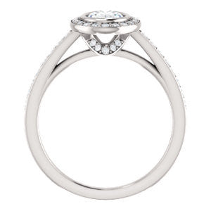 Cubic Zirconia Engagement Ring- The Samira (Customizable Halo-style Oval Cut with Under-Halo Trellis and Thin Pavé Band)