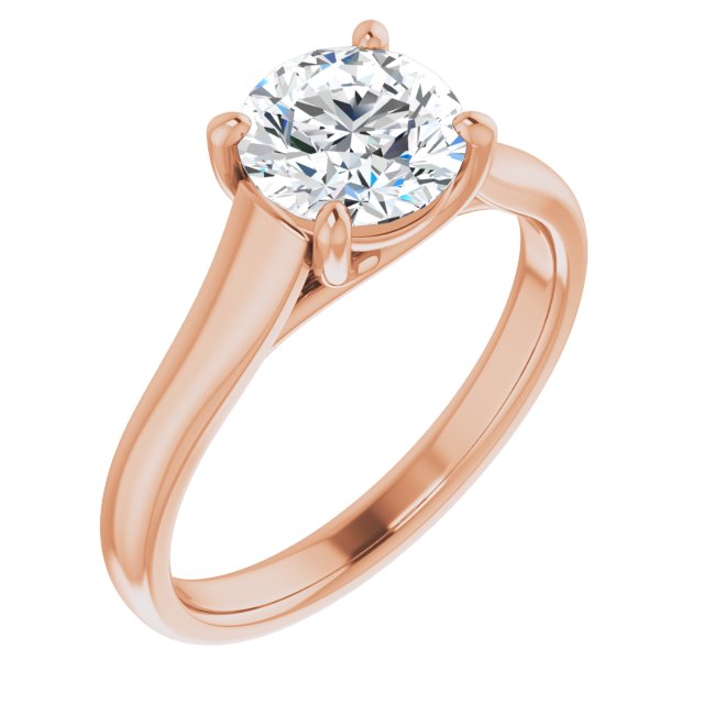 10K Rose Gold Customizable Round Cut Cathedral-Prong Solitaire with Decorative X Trellis