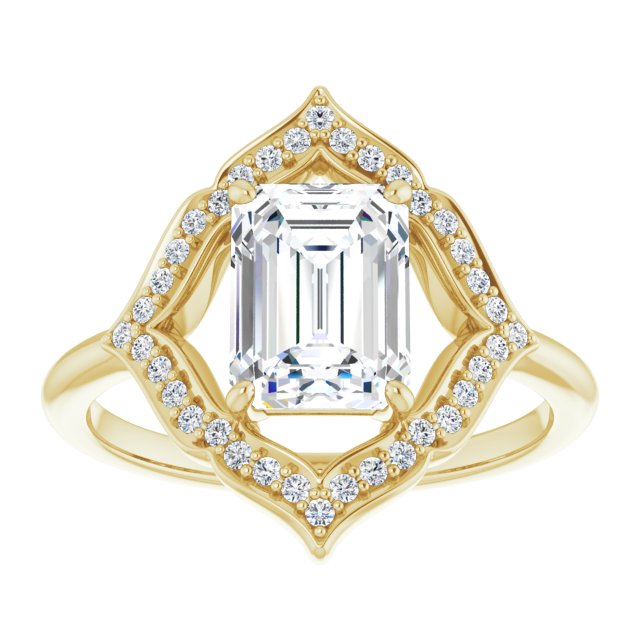 Cubic Zirconia Engagement Ring- The Casie Jean (Customizable Radiant Cut Style with Artistic Equilateral Halo and Ultra-thin Band)