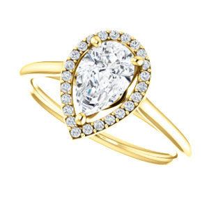 Cubic Zirconia Engagement Ring- The Patrice (Customizable Cathedral-Halo Pear Cut with Thin Band)