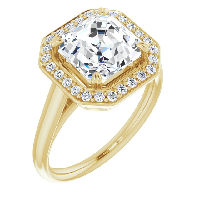 10K Yellow Gold Customizable Asscher Cut Design with Loose Halo