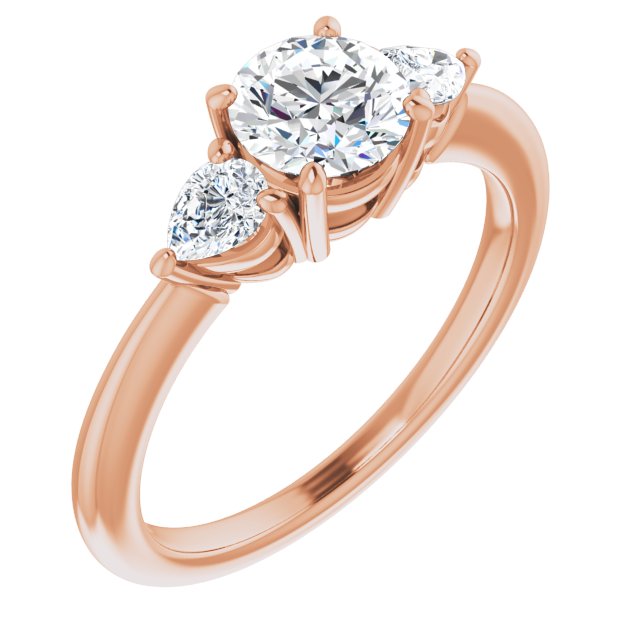 10K Rose Gold Customizable 3-stone Round Style with Pear Accents