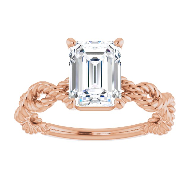 Cubic Zirconia Engagement Ring- The Jazzlyn (Customizable Emerald Cut Solitaire with Infinity-inspired Twisting-Rope Split Band)