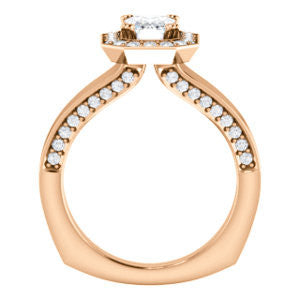 Cubic Zirconia Engagement Ring- The Jocelyn (Customizable Halo-Enhanced Radiant Cut featuring 3-side Accented Split-Band)
