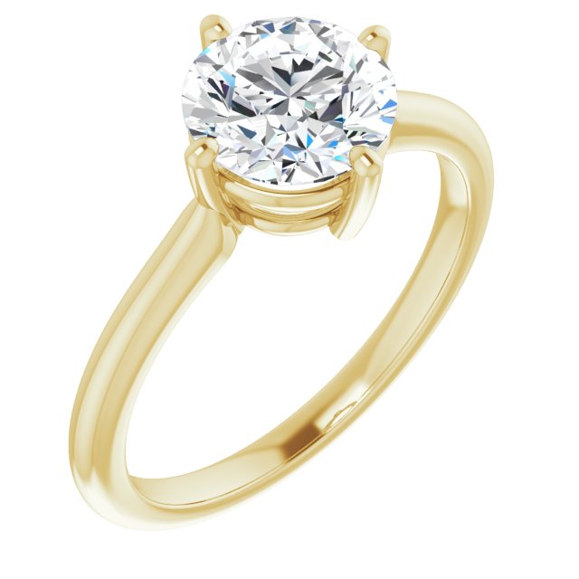 10K Yellow Gold Customizable Round Cut Solitaire with Raised Prong Basket