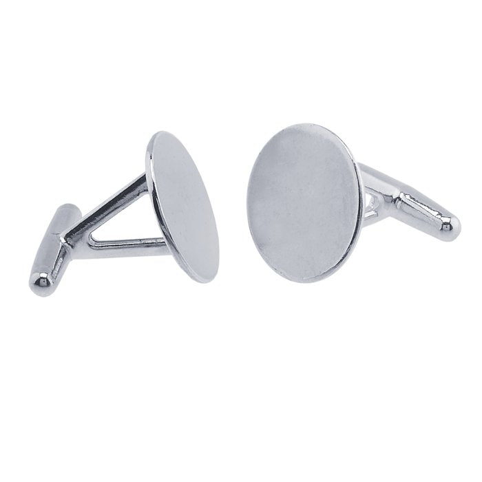 Men’s Cufflinks- Sterling Silver Round Flat-Top (Perfect for Engraving)