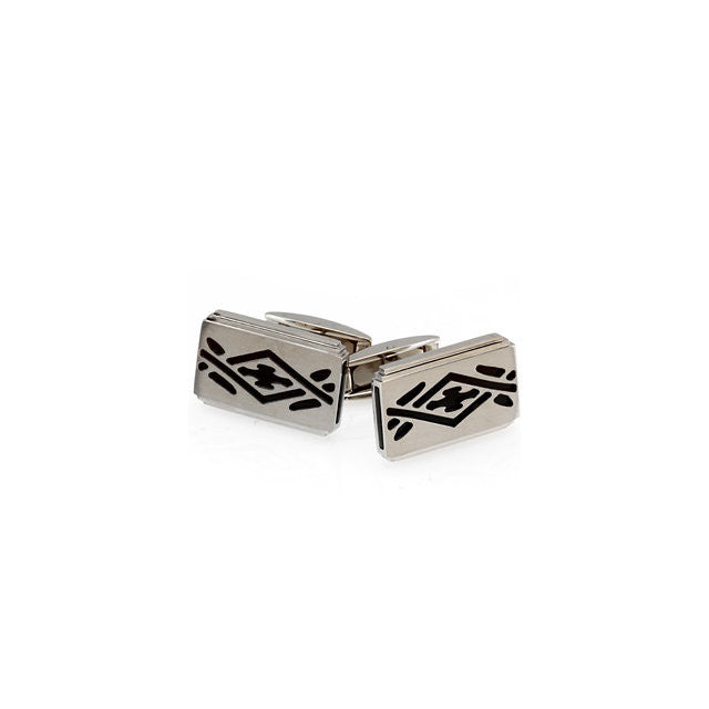 Men’s Cufflinks- Stainless Steel with Black Ion Plate Inserts