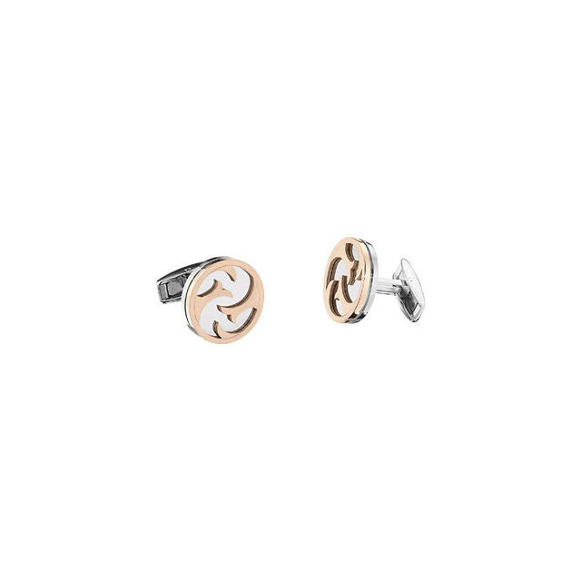 Men’s Cufflinks- Stainless Steel with Immerse Plating and Wild Assymetrical Etching