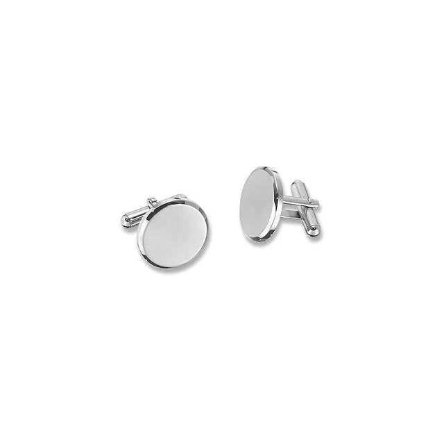 Men’s Cufflinks- Stainless Steel Round Design (Classic Engravable Style)