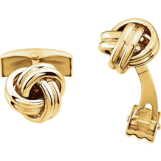 Men’s Cufflinks- 14K White or Yellow Gold Tight Knot Design