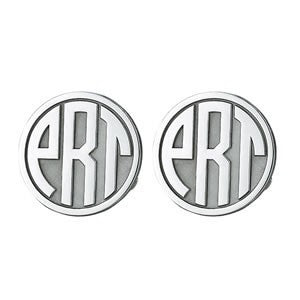 Men's Cufflinks- Customizable Monogram, Circle Style with Bubble Letters