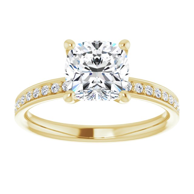 Cubic Zirconia Engagement Ring- The Helena (Customizable Classic Prong-set Cushion Cut Design with Shared Prong Band)