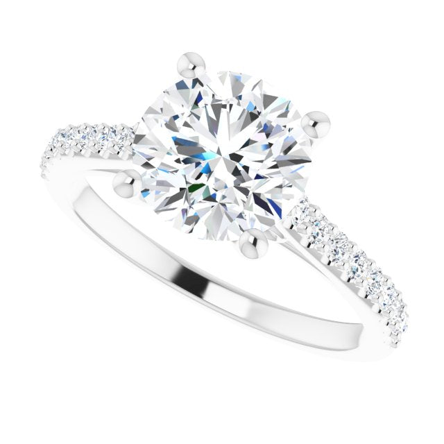 Cubic Zirconia Engagement Ring- The Diane (Customizable Cathedral-raised Round Cut Design with Accented Band and Infinity Symbol Trellis Decoration)