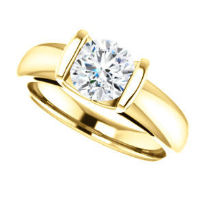 CZ Wedding Set, featuring The Liza Bella engagement ring (Customizable Round Cut Cathedral Bar-set Solitaire)