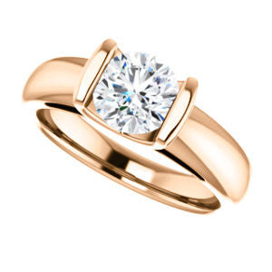 CZ Wedding Set, featuring The Liza Bella engagement ring (Customizable Round Cut Cathedral Bar-set Solitaire)