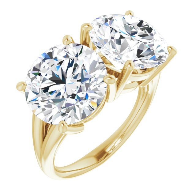 10K Yellow Gold Customizable Two-Stone Round Cut with Split Band