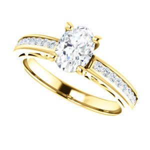 Cubic Zirconia Engagement Ring- The Jazmin Ella (Customizable Oval Cut with Three-sided Filigree and Channel Accents)