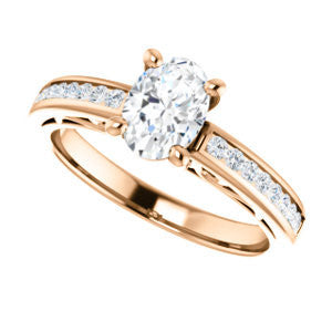 Cubic Zirconia Engagement Ring- The Jazmin Ella (Customizable Oval Cut with Three-sided Filigree and Channel Accents)