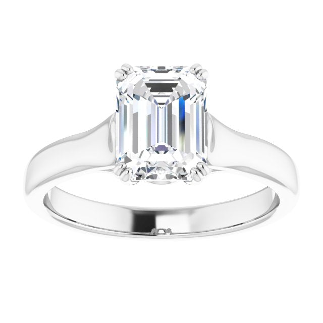 Cubic Zirconia Engagement Ring- The Alissa (Customizable Emerald Cut Solitaire with Under-trellis Design)
