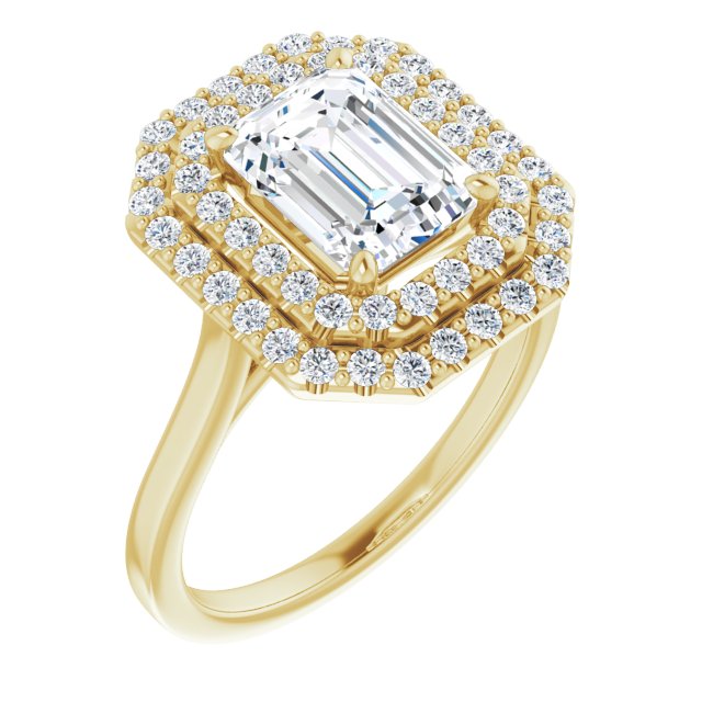 Cubic Zirconia Engagement Ring- The Giuliana (Customizable Cathedral-set Radiant Cut Design with Double Halo)