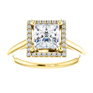 Cubic Zirconia Engagement Ring- The Patrice (Customizable Cathedral-Halo Princess Cut with Thin Band)