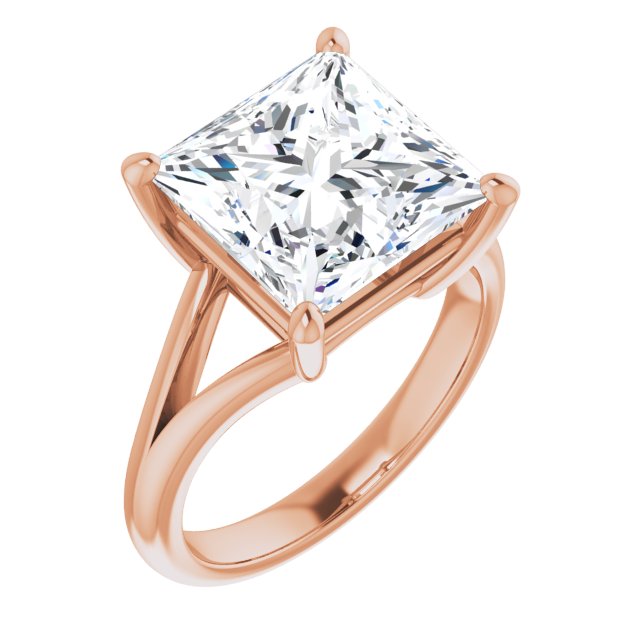 10K Rose Gold Customizable Princess/Square Cut Solitaire with Tapered Split Band