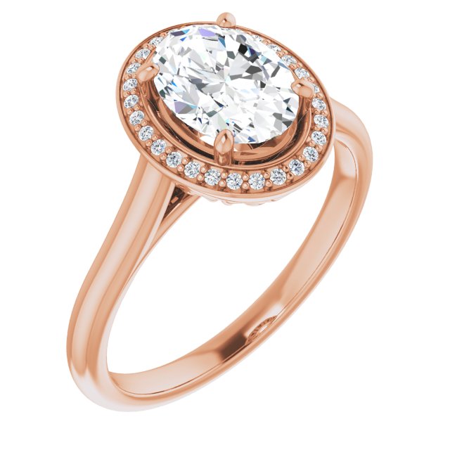 Cubic Zirconia Engagement Ring- The Cielo (Customizable Cathedral-Raised Oval Cut Halo Style)