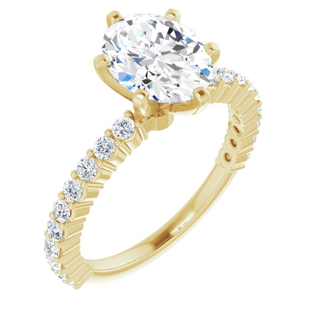 10K Yellow Gold Customizable 8-prong Oval Cut Design with Thin, Stackable Pav? Band