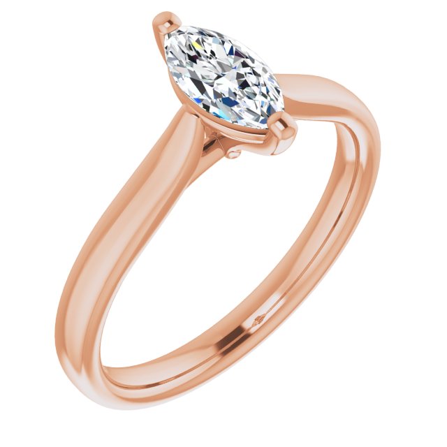 10K Rose Gold Customizable Cathedral-Prong Marquise Cut Solitaire